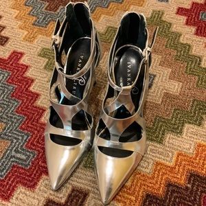 Ivanka Trump Silver Mirror Leather Heels
